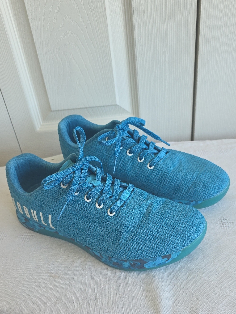 NOBULL OUTWORK Mens Training Shoes Teal Knit Lace-Up Sneakers SIZE 11